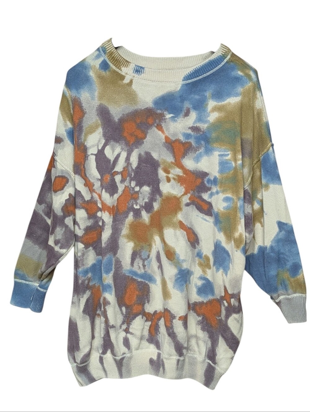Natural Life Taylor Oversized Cotton Sweater Sunset Tie-Dye Size L/XL